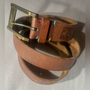 Original Men’s Penguin Brown Leather Belt Brass Buckle Size 38 Work or Casually